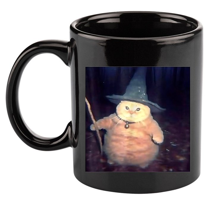 Wizard Cat Weird Funny Halloween Cat Meme 11oz C Handle Ceramic Mug