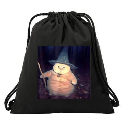 Wizard Cat Weird Funny Halloween Cat Meme Drawstring Bag
