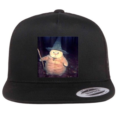 Wizard Cat Weird Funny Halloween Cat Meme Flatbill Hat