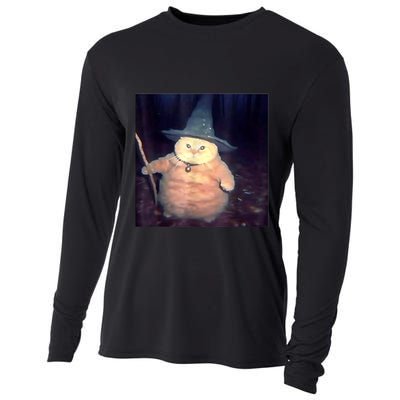 Wizard Cat Weird Funny Halloween Cat Meme Cooling Performance Long Sleeve Crew
