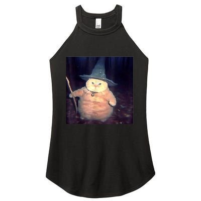 Wizard Cat Weird Funny Halloween Cat Meme Women's Perfect Tri Rocker Tank