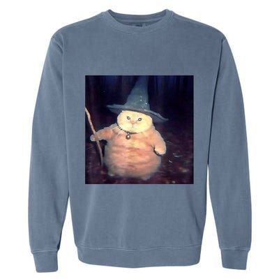 Wizard Cat Weird Funny Halloween Cat Meme Garment-Dyed Sweatshirt