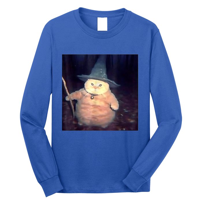 Wizard Cat Weird Funny Halloween Cat Meme Long Sleeve Shirt
