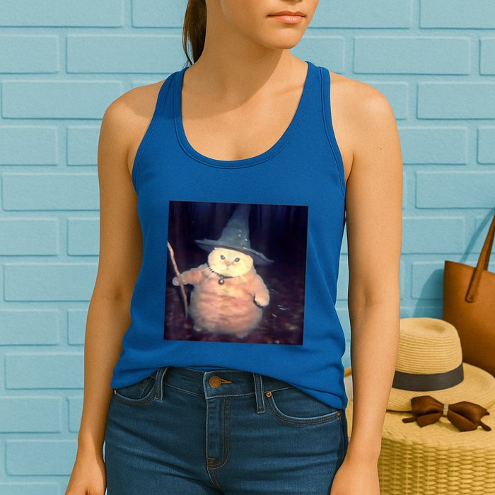 Wizard Cat Weird Funny Halloween Cat Meme Womens Tank Top