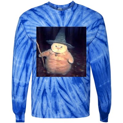 Wizard Cat Weird Funny Halloween Cat Meme Tie-Dye Long Sleeve Shirt