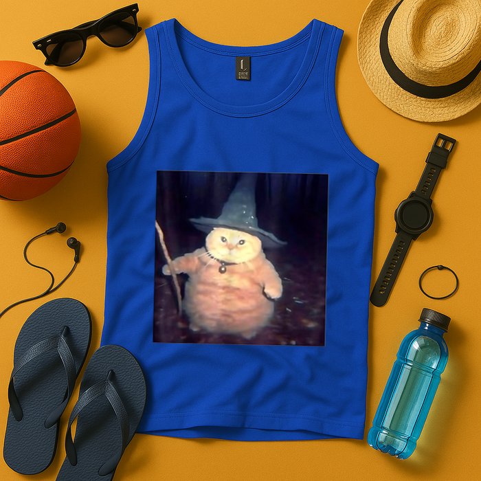 Wizard Cat Weird Funny Halloween Cat Meme Tank Top