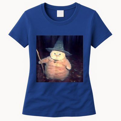Wizard Cat Weird Funny Halloween Cat Meme Womens T-Shirt