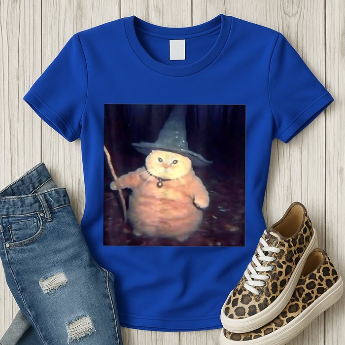 Wizard Cat Weird Funny Halloween Cat Meme Womens T-Shirt