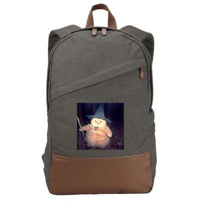 Wizard Cat Weird Funny Halloween Cat Meme Cotton Canvas Backpack