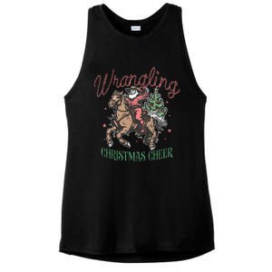 Western Christmas Wrangling Christmas Cheer Cowboy Santa Ladies PosiCharge Tri-Blend Wicking Tank