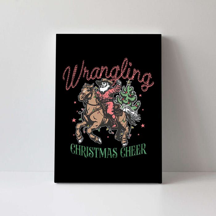 Western Christmas Wrangling Christmas Cheer Cowboy Santa Canvas