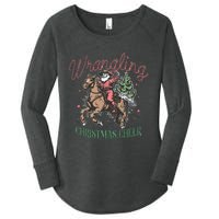 Western Christmas Wrangling Christmas Cheer Cowboy Santa Women's Perfect Tri Tunic Long Sleeve Shirt