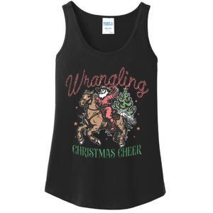 Western Christmas Wrangling Christmas Cheer Cowboy Santa Ladies Essential Tank