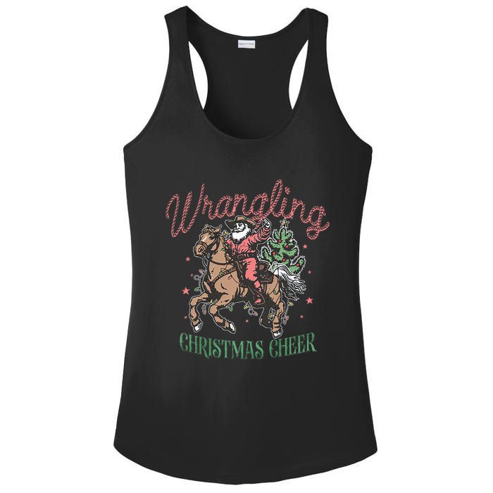 Western Christmas Wrangling Christmas Cheer Cowboy Santa Ladies PosiCharge Competitor Racerback Tank