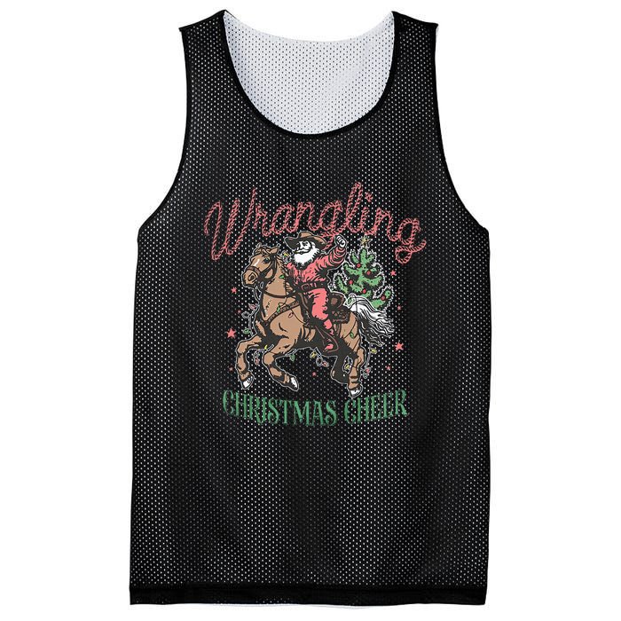 Western Christmas Wrangling Christmas Cheer Cowboy Santa Mesh Reversible Basketball Jersey Tank