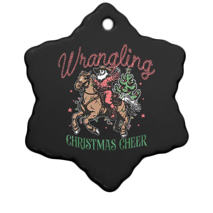 Western Christmas Wrangling Christmas Cheer Cowboy Santa Ceramic Star Ornament