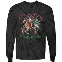 Western Christmas Wrangling Christmas Cheer Cowboy Santa Tie-Dye Long Sleeve Shirt