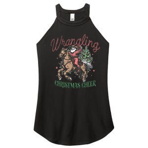 Western Christmas Wrangling Christmas Cheer Cowboy Santa Women's Perfect Tri Rocker Tank