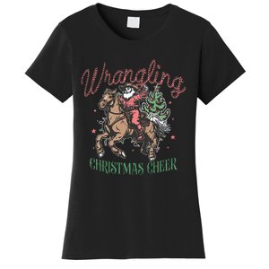 Western Christmas Wrangling Christmas Cheer Cowboy Santa Women's T-Shirt