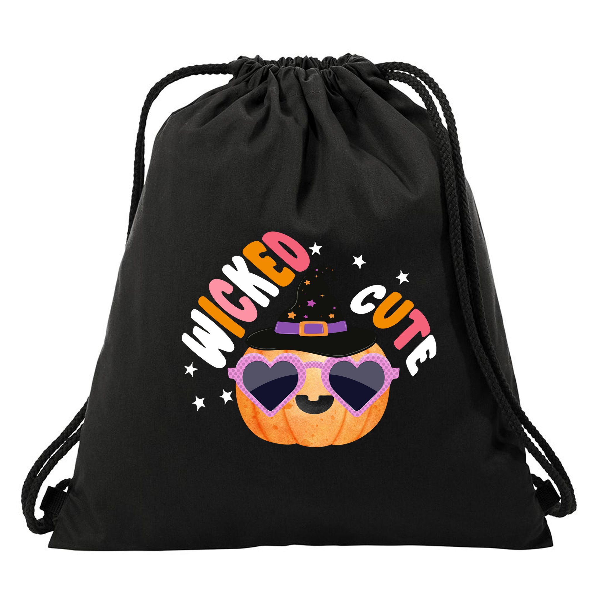Wicked Cute Witch Halloween Pumpkin Drawstring Bag