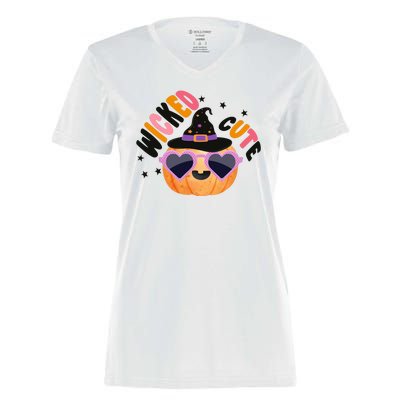 Wicked Cute Witch Halloween Pumpkin Women's Momentum V-Neck T-Shirt