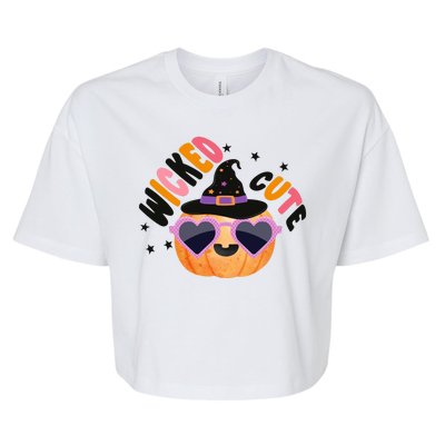 Wicked Cute Witch Halloween Pumpkin Bella+Canvas Jersey Crop Tee