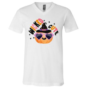 Wicked Cute Witch Halloween Pumpkin V-Neck T-Shirt