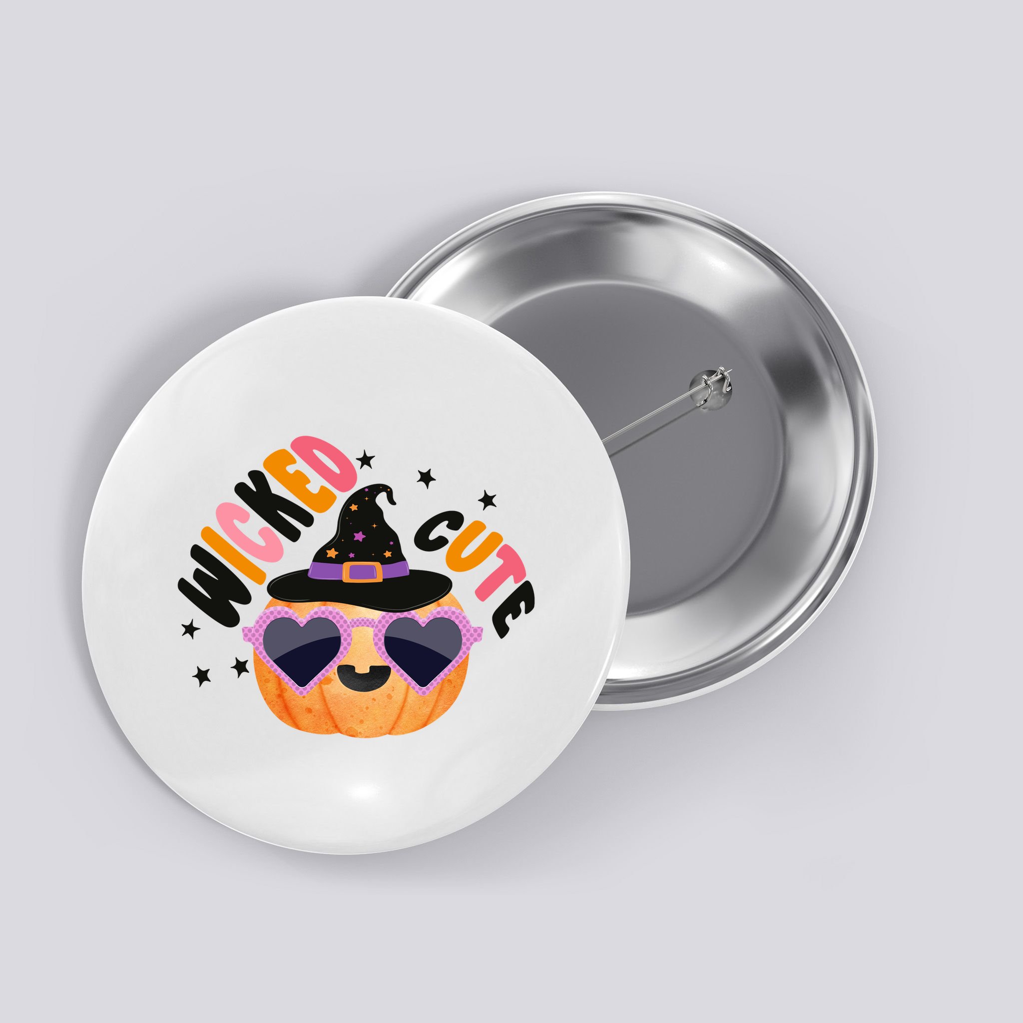 Wicked Cute Witch Halloween Pumpkin Button
