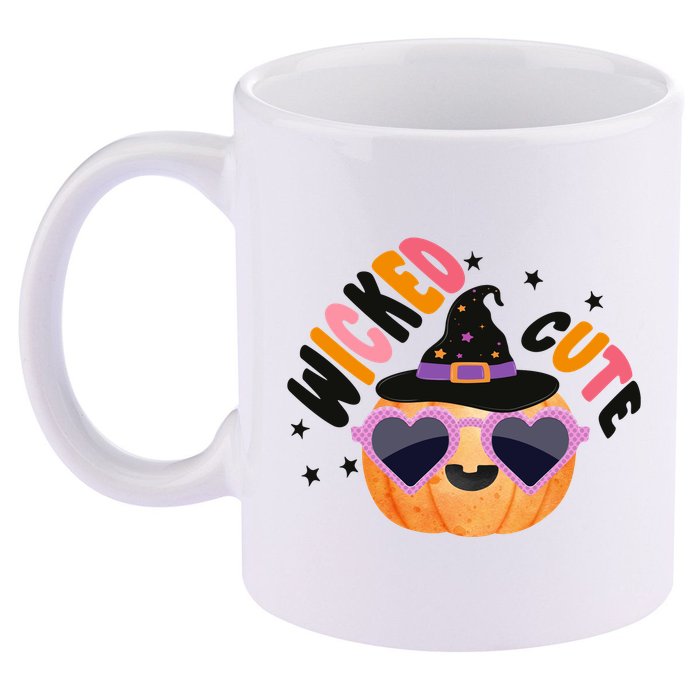 Wicked Cute Witch Halloween Pumpkin 11oz C Handle Ceramic Mug