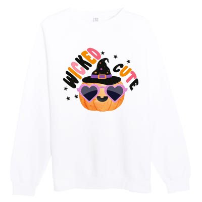 Wicked Cute Witch Halloween Pumpkin Premium Crewneck Sweatshirt