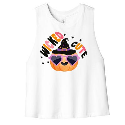 Wicked Cute Witch Halloween Pumpkin Women's Racerback Cropped Tank