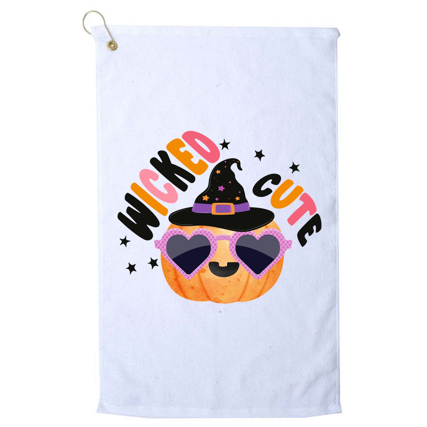 Wicked Cute Witch Halloween Pumpkin Golf Towel