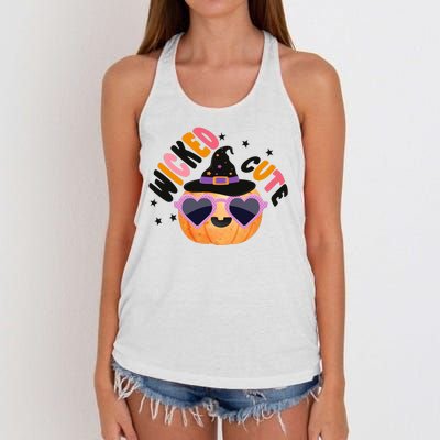 Wicked Cute Witch Halloween Pumpkin Women's Knotted Racerback Tank