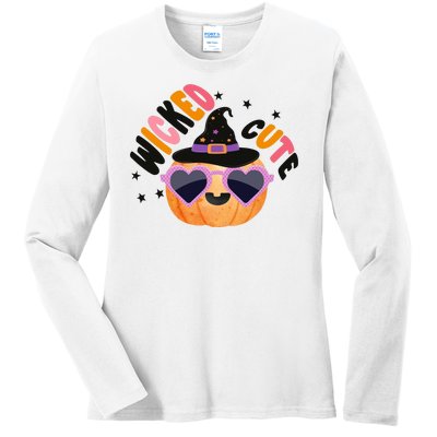 Wicked Cute Witch Halloween Pumpkin Ladies Long Sleeve Shirt