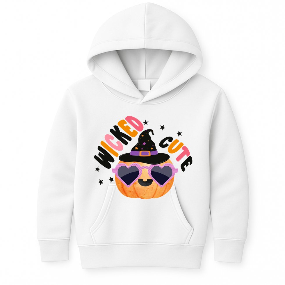 Wicked Cute Witch Halloween Pumpkin Kids Hoodie