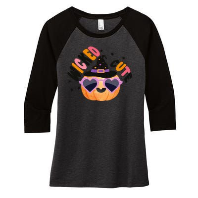 Wicked Cute Witch Halloween Pumpkin Women's Tri-Blend 3/4-Sleeve Raglan Shirt