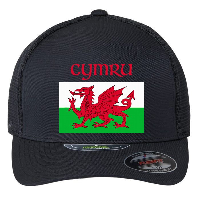 Wales Cymru Welsh Flag Flexfit Unipanel Trucker Cap