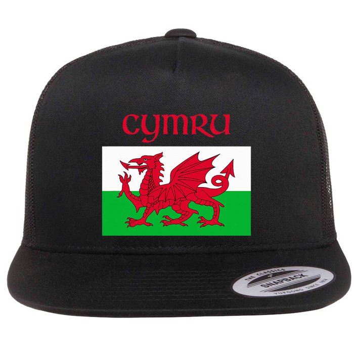 Wales Cymru Welsh Flag Flat Bill Trucker Hat