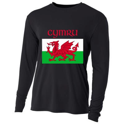 Wales Cymru Welsh Flag Cooling Performance Long Sleeve Crew