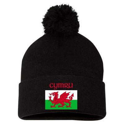 Wales Cymru Welsh Flag Pom Pom 12in Knit Beanie