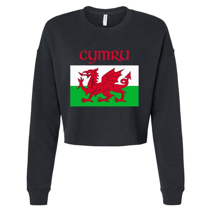 Wales Cymru Welsh Flag Cropped Pullover Crew