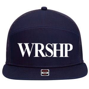 Worship Christian Words Of Faith 7 Panel Mesh Trucker Snapback Hat