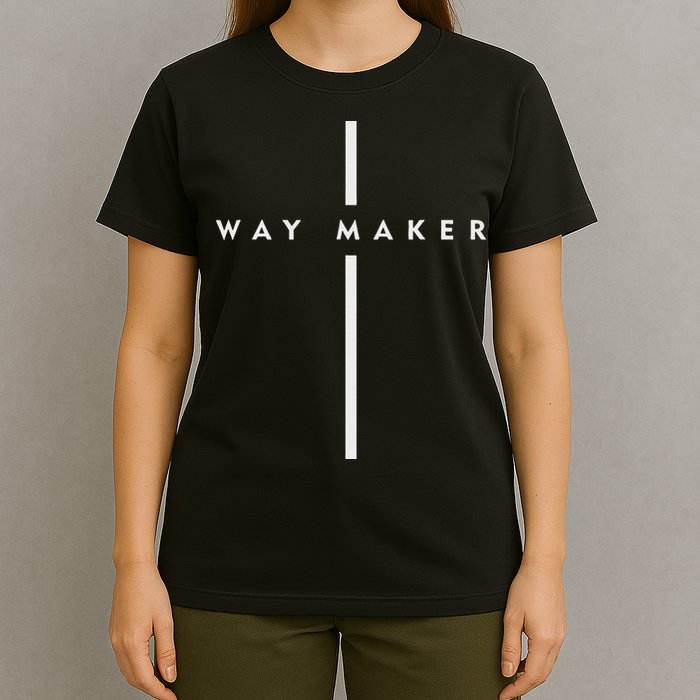 Waymaker Christian Women Cross Shape Faith T-Shirt