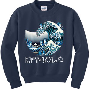 Women Cute Wave Of Blue Cats For Kamala Funny Gift Kids Sweatshirt