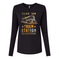 Western Country Yellowstone Take Em To The Train Station Womens Cotton Relaxed Long Sleeve T-Shirt