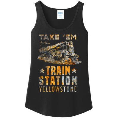 Western Country Yellowstone Take Em To The Train Station Ladies Essential Tank