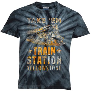 Western Country Yellowstone Take Em To The Train Station Kids Tie-Dye T-Shirt