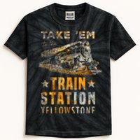 Western Country Yellowstone Take Em To The Train Station Kids Tie-Dye T-Shirt