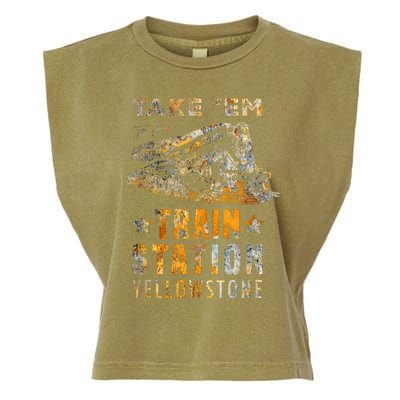 Western Country Yellowstone Take Em To The Train Station Garment-Dyed Women's Muscle Tee