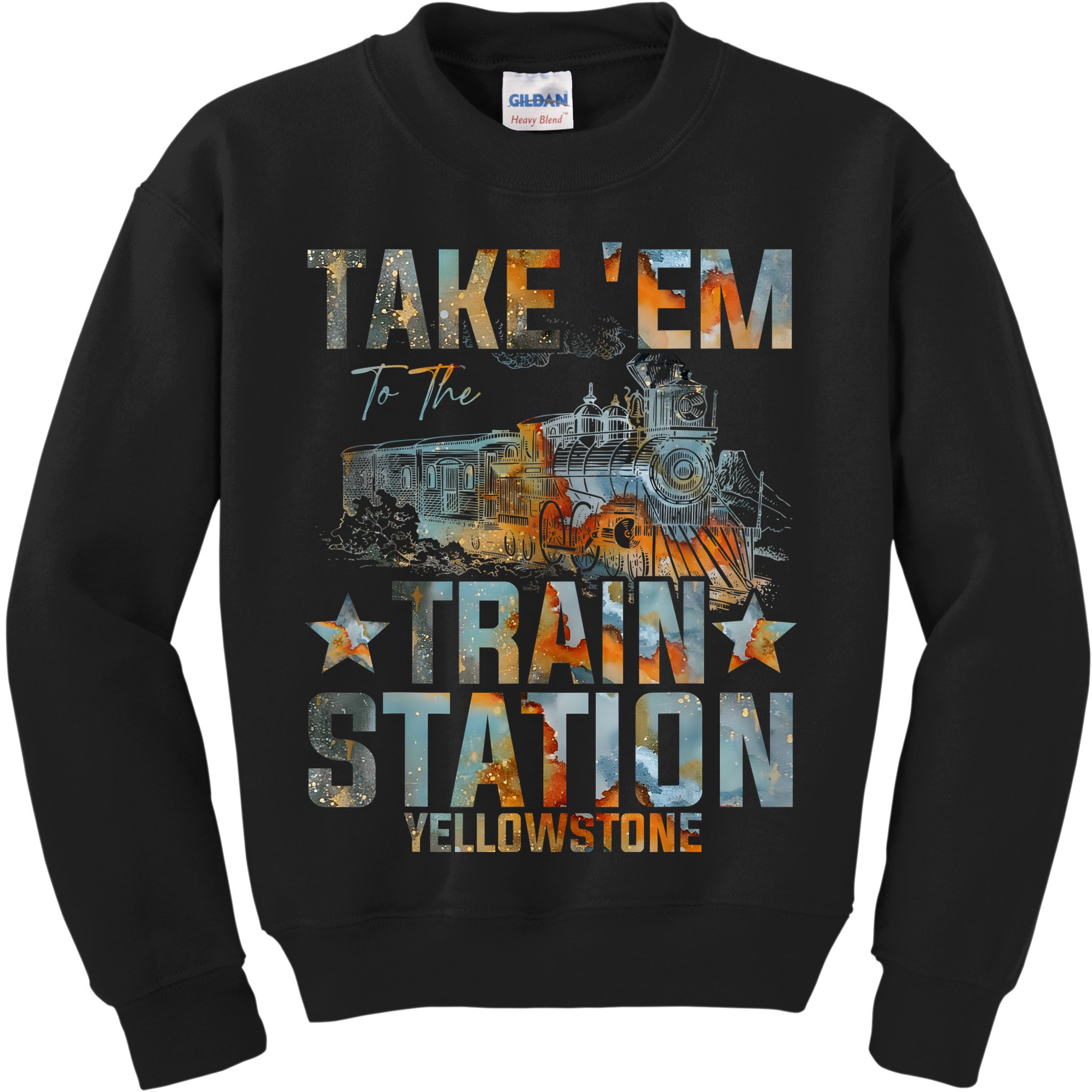 Western Country Yellowstone Take Em To The Train Station Kids Sweatshirt